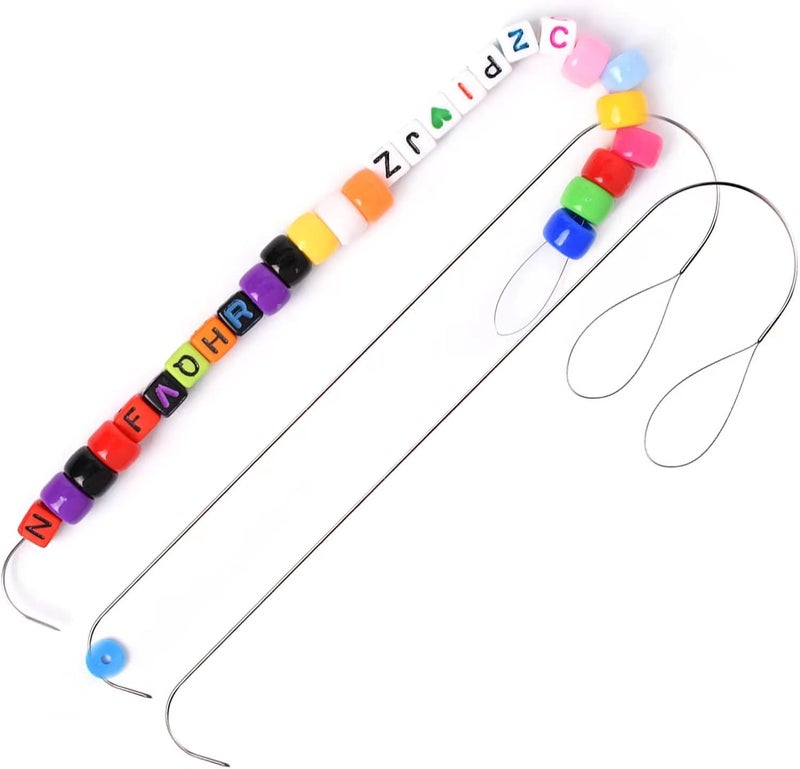 AUTEMOJO 3 Pieces Big Eye Beading Needle with Handle, 5.3" Stainless Steel Beading Needle for Beading, Glass Beads, DIY Handmade Bead Making, Beaded Bracelet Ring Necklace Various Handmade Jewelry Making - Image 1